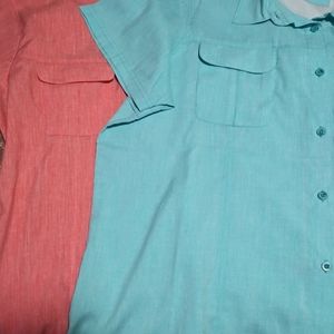 Magellan Womans fishing shirt, (salmon color only) short sleeve button down 2xl
